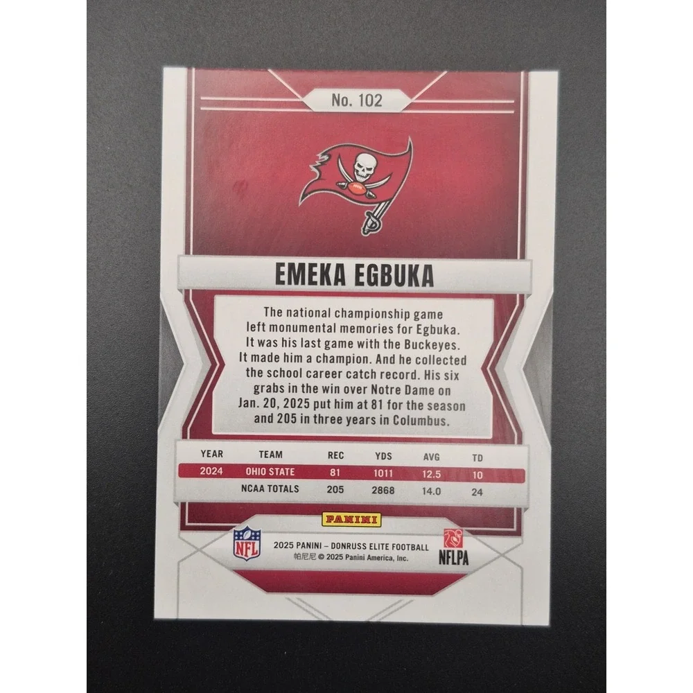 2025 Panini‎ Donruss Elite Emeka Egbuka #102 Rookies Pink Ink (RC) Buccaneers